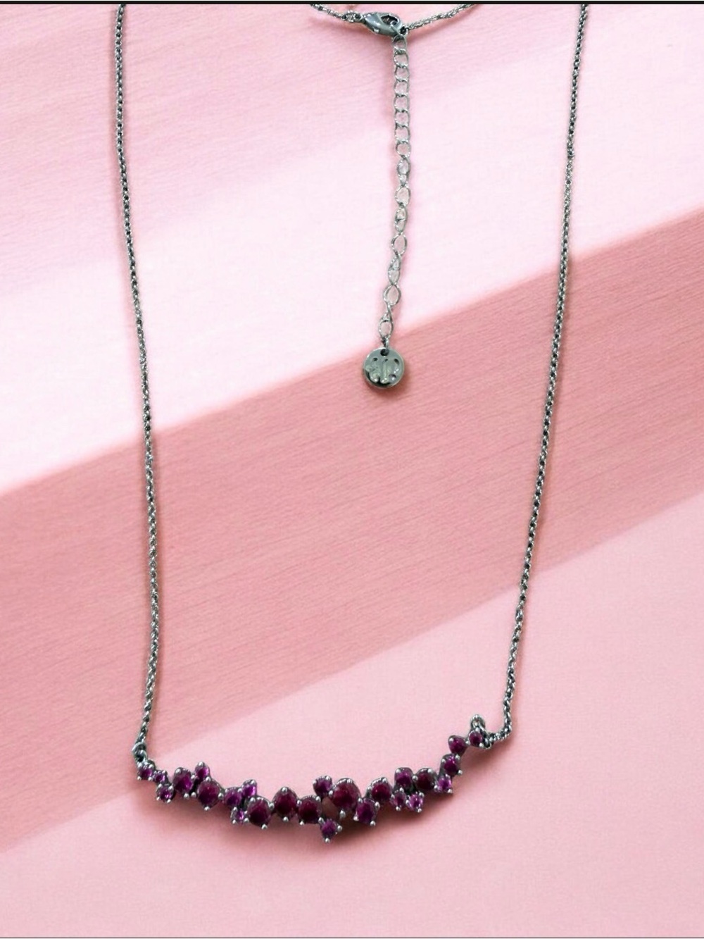 Hematite necklace garnet Crystal Bar Necklace